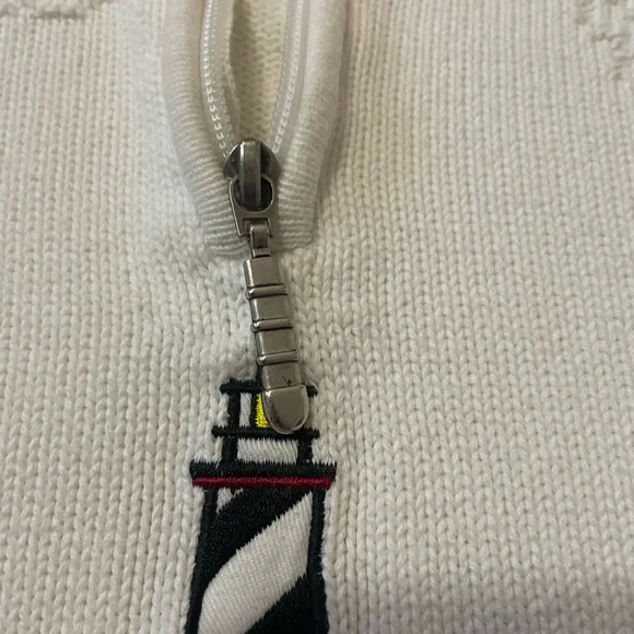 Vintage 90s Cabela’s cotton lighthouse embossed half-zip sweater nautical - Picture 6 of 8